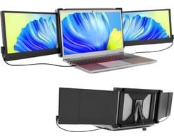 Florixa® Krachtige en Professionele Portable Monitor Pro 2024 - Full HD - 13” / 16.5” Tri-Screen - Laptop Scherm Uitbreider - Zwart - 23cm x 33cm x 3cm