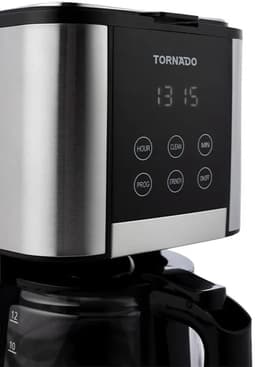 Tornado TCM-1429B-GS Koffiezetapparaat – Filterkoffie – 1,5L – 12 Kopjes – 1000W – LED Touch Display – Warmhoudfunctie – RVS — thumbnail 2