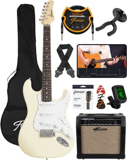 Finesse Elektrische Gitaar met Versterker - met Videocursus - Gitaar - Volwassenen - Kind - Crème — thumbnail 1
