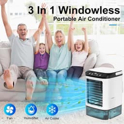 Persoonlijke Koeler - Mini Airco - Persoonlijke Verkoeling - Stille Werking 40dB - 17x17x24cm — thumbnail 3