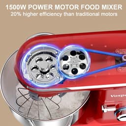 Keukenmachine 1500W met 6 snelheden en 6,2QT mengkom - Elektrische Kneedmachine — thumbnail 5