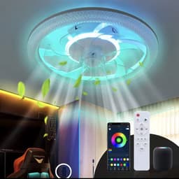RGB Plafondventilator - Met Speaker - Dimbaar Met Afstandsbediening - 12 Kleuren - 60W - RGB Muziek Ventilator - Woonkamerlamp - Kroonluchter Ventilator — thumbnail 1