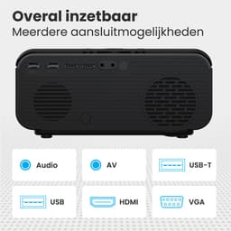 Auronic Beamer 10.000 Lumen - WiFi Projector - 1080P Full HD Streamen vanaf je telefoon - Smart Mini Beamer - HDMI-kabel - Afstandsbediening - Zwart — thumbnail 3