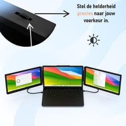 Stemap® Portable Monitor Triple - Full HD - Geschikt Voor 14” / 17,3” Tri-Screen - Laptop Scherm Uitbreider - Inclusief Beschermhoes en Kabels - 2 Jaar Garantie — thumbnail 3
