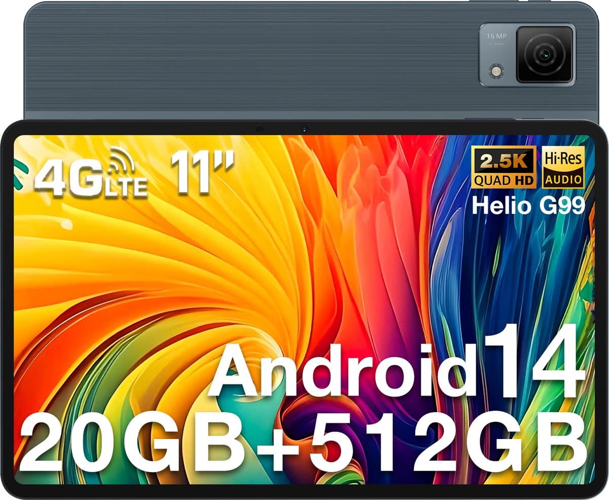 DOOGEE T40 Tablet 11"2,5K 20 GB RAM + 512 GB ROM Android 14 met Helio G99 Batterij 8580 mAh 16 MP + 8 MP,Grijs — afbeelding 1