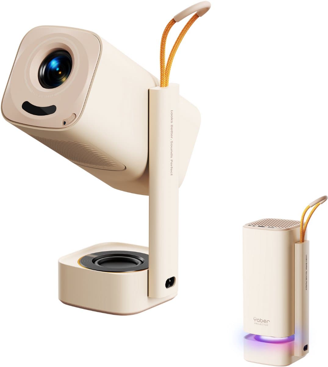 Yaber T1 Pro Smart Projector 180° Rotatable Beige Beamer Beige — afbeelding 1