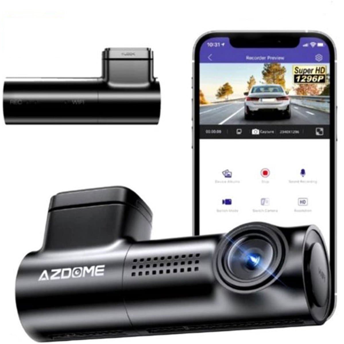 Azdome M300 1296P dashcam voor auto - Full HD - Wifi - Nachtzicht - G-Sensor - Loop recording- 2024 model — afbeelding 1