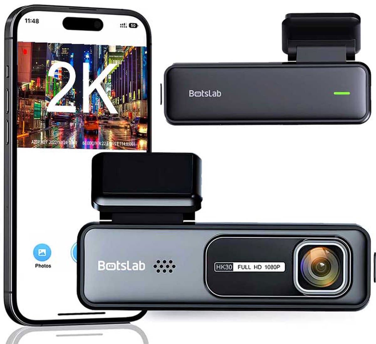 Botslab HK30 Pro 2K Wifi dashcam - 2K resolutie - Wifi met App - 140 graden kijkhoek - Parkeermodus - dashcam voor auto — afbeelding 1