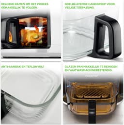 Nutrichef Airfryer 5,5 L – 8-in-1 Kookmodi, Transparante Kom, Nauwkeurige Temperatuur & Timer – Wit — thumbnail 3