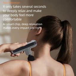 Draagbare elektrische handmassagegun met 5 snelheidsinstellingen en 4 verwisselbare massagekoppen, geschikt voor spiermassage en ontspanning na fitnessoefeningen, ondersteunt USB-opladen. — thumbnail 4