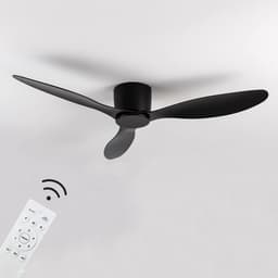 Plafondventilator 3 blad Ø105cm zwart - stille ventilator – top kwaliteit - energie zuinig – met remote - ventilator voor laag plafond - 6 snelheden – beste alternatief voor airco - zomer en winter stand – houten ventilator — thumbnail 2