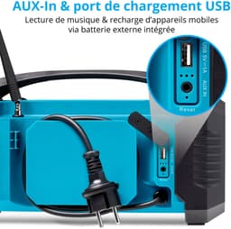 MEDION E66050 DAB+ bouwplaatsradio (geïntegreerde batterij, IP54-bescherming tegen spatwater en stof, USB-oplaadfunctie, Bluetooth 5.0, PLL FM-radio, batterij- of netvoeding) blauw — thumbnail 5