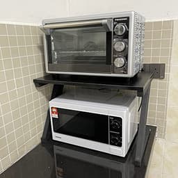 Mikrowave Houten Rek met Haken - Kookgerei en Opslagrek voor Keuken (57 x 38 x 38 cm) — thumbnail 5
