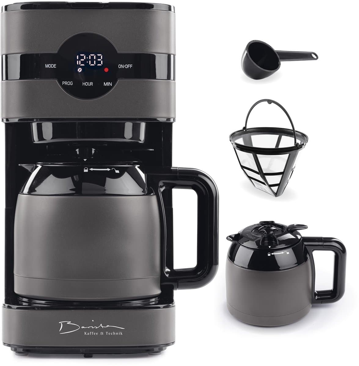 Barista-filterkoffiezetapparaat met thermoskan | Filterkoffiezetapparaat met touchscreen en timerfunctie | Koffiezetapparaat met permanentfilter en 900 W | Watertank van 1,25 liter voor 8 kopjes koffie — afbeelding 1