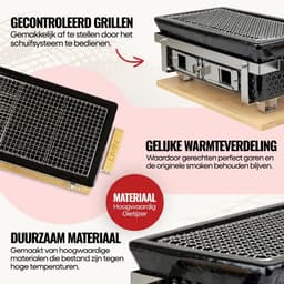 LIVIN' Rechthoekige Shichirin BBQ - Barbecue - Tafelgrill - Hibachi - Japanse BBQ Grill - Keramische Japanese Yakitori Grill - Geschikt Voor Binchotan Houtskool - 2 t/m 6 Personen - Grilldoorsnede 35,5 cm x 17,5 cm — thumbnail 5