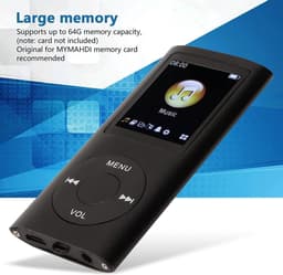 MP3 Speler Bluetooth - Digitaal 1,8-inch LCD-scherm - USB - Draagbaar - Luidsprekers met verliesvrije geluidskwaliteit - Voice recorder - FM radio - SD kaart tot 64GB（let op: de kaart is niet inbegrepen） - ZWART — thumbnail 2
