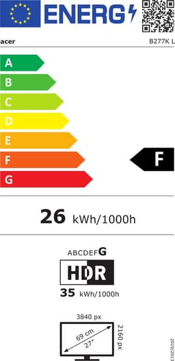 68,6cm/27 (3840x2160) Acer TFT Vero B277KLbmiiprfx 16:9 4K UHD IPS HDR10 4ms 60Hz HDMI DP Speaker Pivot Black — thumbnail 3