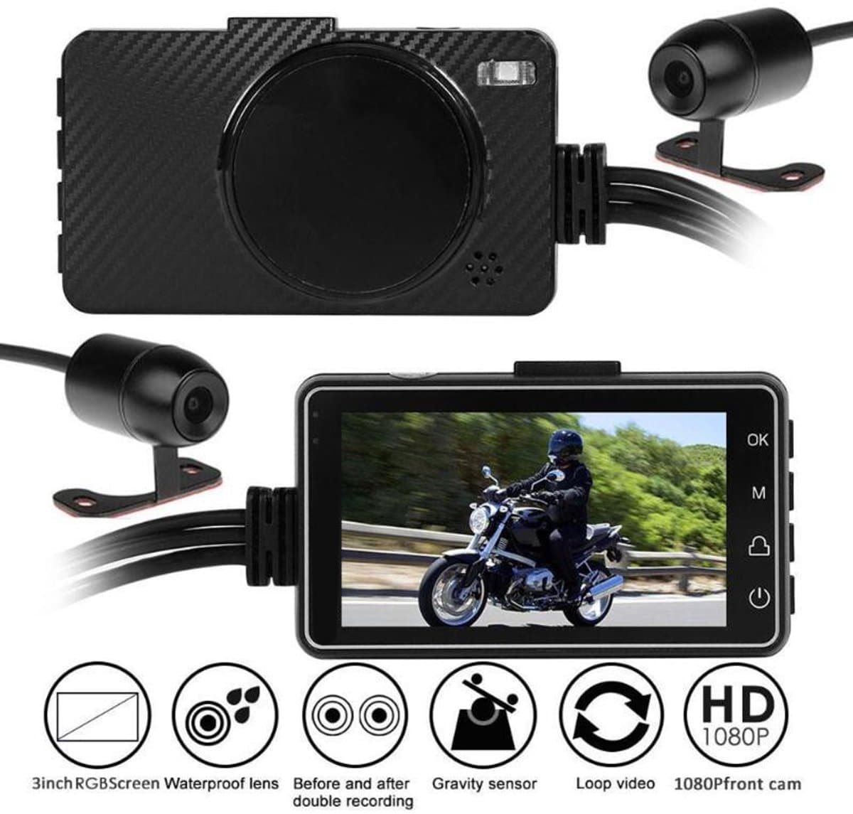 Motorfiets DVR Dashcam-weergave Dual-channel DVR-weergave — afbeelding 1