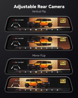 WOLFBOX Spiegel Dashcam Achteruitrijcamera, 12" IPS Volledig Touchscreen, 2160P HD Dual Lens Slimme Achteruitkijkspiegel voor Auto’s en Vrachtwagens, HDR Stream Media met Nachtzicht, Inclusief Gratis 32GB TF-kaart — thumbnail 2