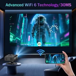 Fubzz 4K Projector - Draagbare Smart Beamer Met Android 12.0 - Wifi6 & Bluetooth 5.3 - 800ANSI Helderheid - Auto Focus - 360° Draaibare Thuisbioscoop — thumbnail 4
