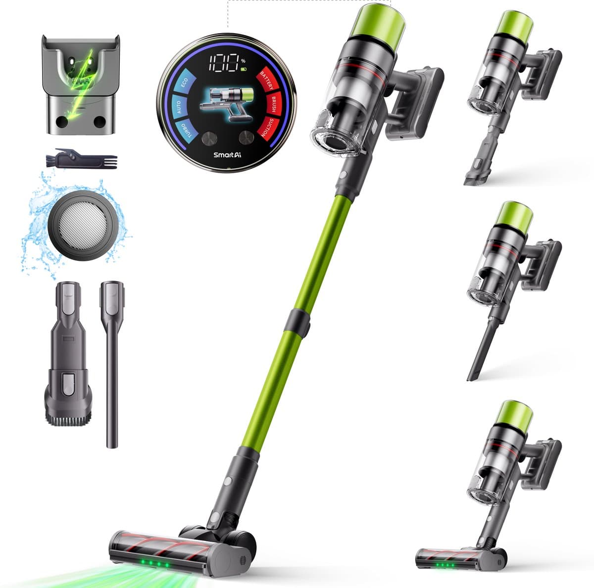 SmartAI V7 Steelstofzuiger - Stofzuiger - Draadloze - Vacuum Cleaner - 650W - 65.000PA Zuigkracht – Verwijderbare Accu – Handstofzuiger – Slimme LED-functies– vrijstaande stofzuiger– draadloos– ultralichte accuduur– accustofzuiger met– accustofzuige — afbeelding 1
