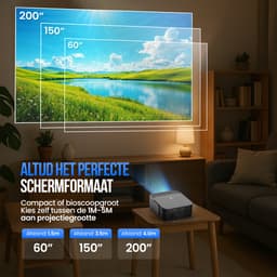 Strex Beamer - Smart 1080P Full HD Projector - 4K Ondersteuning - WiFi & Bluetooth - Ingebouwde Speakers - Draagbare Mini Beamer Thuisbioscoop - WhaleOS - Inclusief Opbergtas & Projectiescherm — thumbnail 5