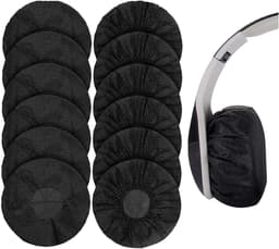 Elastische Hygienehoesjes hoofdtelefoon - 100 stuks - niet-geweven stof hoofdtelefoon covers - vervangende Hygienehoesjes hoofdtelefoon - elastisch stretch - universeel - cover hoes 11cm - voor thuis, sport en kantoor - Zwart — thumbnail 1
