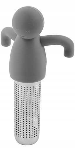 Silicone theelepel met RVS filter, theefilter in de vorm van een mannetje — thumbnail 3