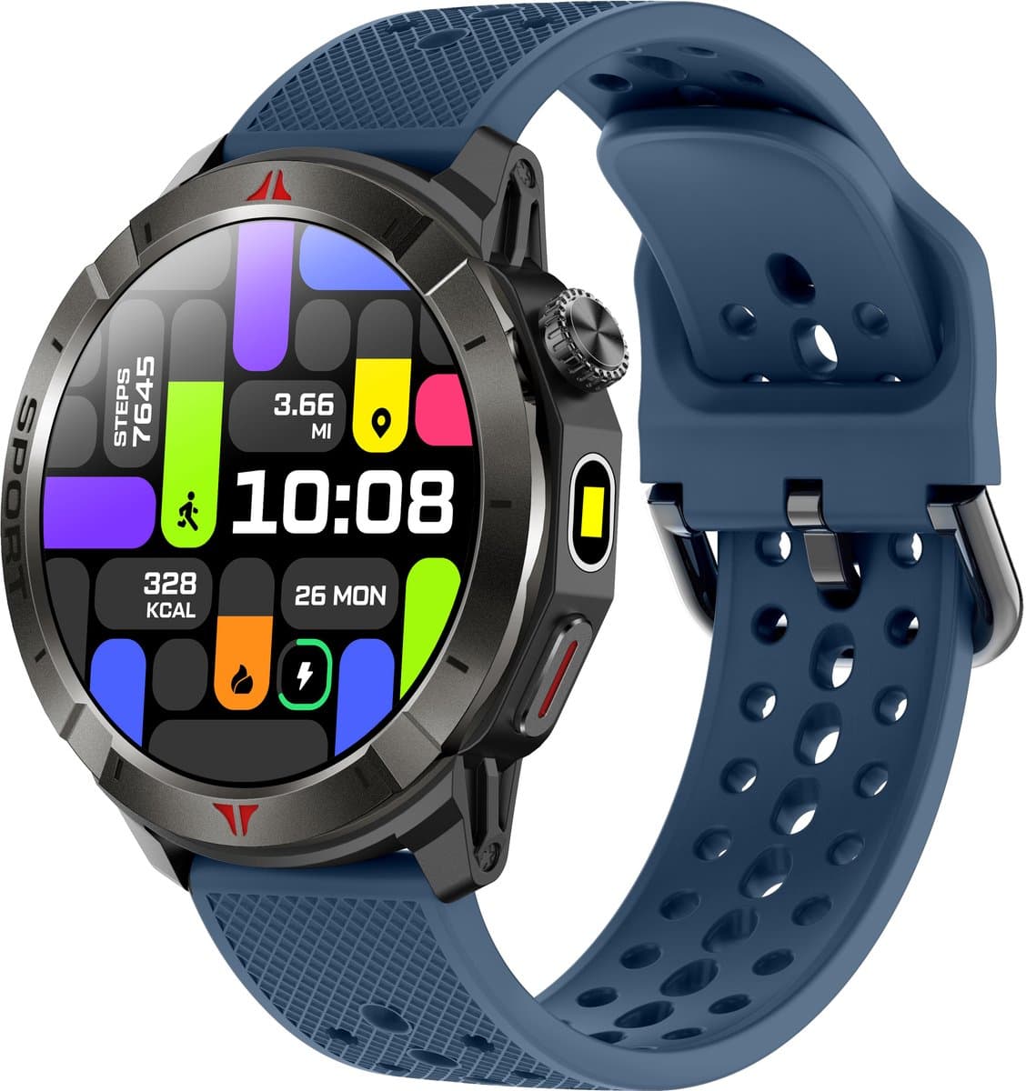 Knobbout Outdoor GPS Smartwatch – 1.43” Scherm AMOLED Scherm (466×466) – Bluetooth Bellen – Always-On Display (AOD)-Dubbele Frequentie + 6-Satelliet Locatie – Kompas, Hoogtemeter, Barometer– IP68 Waterdicht – 10 Dagen Batterijduur- Blauw — afbeelding 1