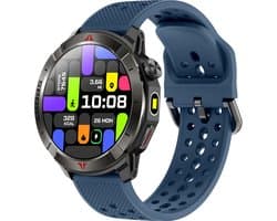 Knobbout Outdoor GPS Smartwatch – 1.43” Scherm AMOLED Scherm (466×466) – Bluetooth Bellen – Always-On Display (AOD)-Dubbele Frequentie + 6-Satelliet Locatie – Kompas, Hoogtemeter, Barometer– IP68 Waterdicht – 10 Dagen Batterijduur- Blauw