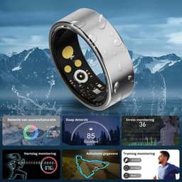 Royal Empire Smart Ring – Slimme Ring voor Heren & Dames – Inclusief Oplaaddoosje – Slaapmonitoring, Hartslag, Bloeddruk & SpO2 – IP68 Waterdicht – Nederlandse App – Zilver – Maat 10 — thumbnail 5