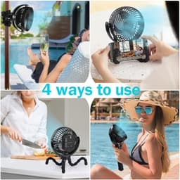 Tafelventilator USB met 10000 mAh Accu, 3 Snelheden, 720 Graden Rotatie, Stil en Krachtig voor Thuis en Camping — thumbnail 5
