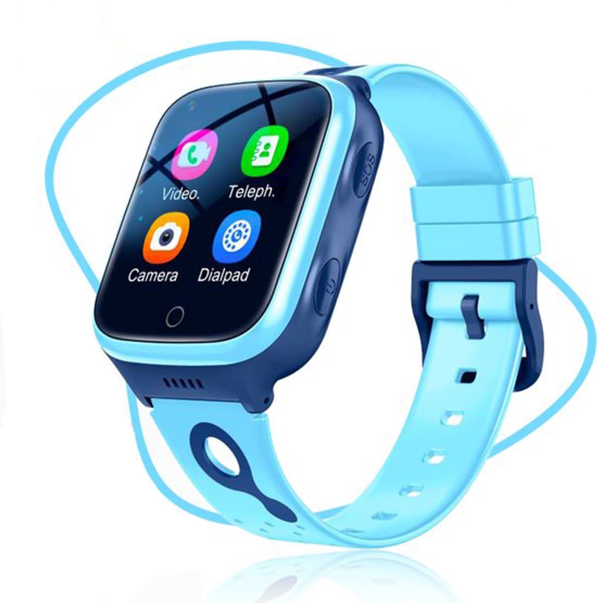 ISHIVA® GPS Horloge Kind geschikt voor Simkaart (4G GPS)–Smartwatch Kinderen met HD-camera & Videobellen - Kinder Smartwatch - Smartwatch Kind-1000 mAh Long Battery–IP65 Waterdicht–SOS Knop–School Mode-Veilige Zones-GPS Tracker–2 Jaar Garantie–Blauw — afbeelding 1
