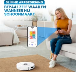Redkey R10 Robotstofzuiger met Dweilfunctie - Robotstofzuiger met Laadstation - Robotstofzuiger leegt Automatisch - Robot Stofzuiger - Dweilrobot - Wit — thumbnail 2