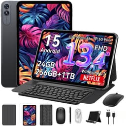 VekfulPC T60 Pro Tablet - 24GB RAM - 256GB ROM - 10000 mAh - 13.4 Inch FHD Tablet - Android 15 - SD 2TB - 5G WIFI - Grijs — thumbnail 1
