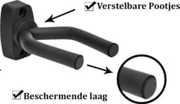 Twee stuks - Dubbel pack - Gitaar Wandbeugel – Muurbeugel – Gitaar standaard – Hanger – Haak – Wandsteun - Guitar Stand – Viool – Basgitaar - Ukelele - muurhaak — thumbnail 4