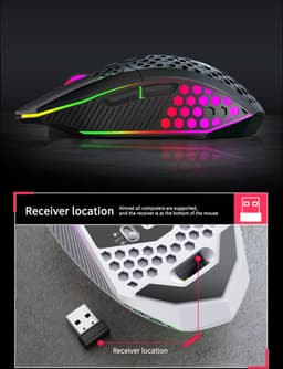 HXSJ T500 Draadloze Gaming Muis - Ultra licht - RGB Verlichting - Licht wit — thumbnail 5