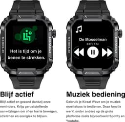 Kiraal Wave - Mannelijke Elegantie - Robuust Smartwatch Ontwerp - Android & iOS - Stijlvol Leger Groen Design — thumbnail 4