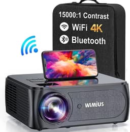 Wimius K8 Projector - 4K Full HD Beamer - 4D Keystone - 5G WiFi - 300 inch - 15.000 Lumen - Thuisbioscoop - Film Projector - 360 graden flip functie - Inclusief draagtas — thumbnail 1