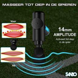 Sanbo Massage Gun Professioneel Gen 4 - Met 8 Opzetstukken - Massage Apparaat - Massageapparaat Massagegun - Massage Pistool - Zwart — thumbnail 4