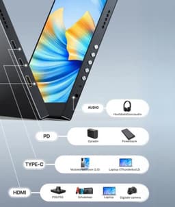 Thuys - Portable Monitor - Draagbare Monitor - Draagbaar Scherm - Hoogwaardige Kwaliteit — thumbnail 2