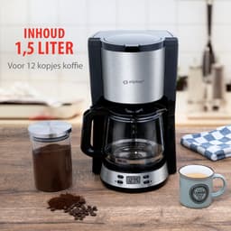alpina Koffiezetapparaat Filterkoffie - 1.5L - 12 Kopjes - Glazen Kan - Digitaal Display - Zwart — thumbnail 4