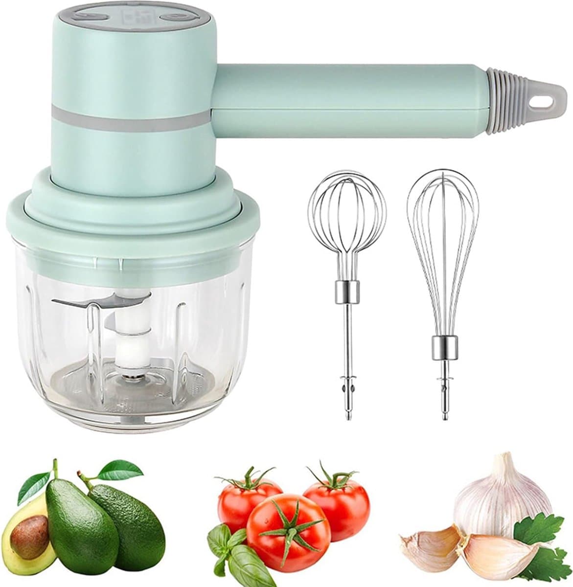 Mini Elektrische Handmixer - 2in1 - USB Oplaadbare Staafmixer - Draadloos & Waterdicht - Eenvoudig Schoon te Maken - 300ml — afbeelding 1