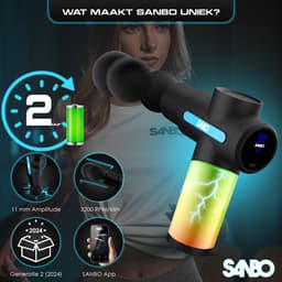 Sanbo Massage Gun Mini Professioneel - incl. 5 Opzetstukken En 6 Intensiteitsstanden - Massage Pistool - Massage Apparaat - Zwart — thumbnail 4