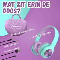 PowerLocus PLED Draadloze Koptelefoon Over-Ear voor Kinderen - LED lampjes - met Microfoon - Micro SD poort - Teal/Purple — thumbnail 5