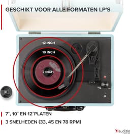 Retro platenspeler met speakers - Audizio RP114BL - Model 2025 - met PC software - Blauw — thumbnail 4