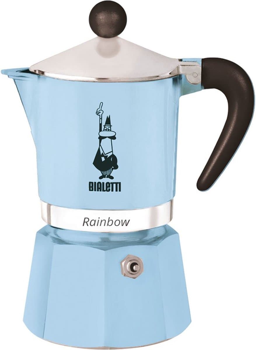 Bialetti Rainbow Azzurro 3 Kops – Espressopot – Lichtblauw – Aluminium – 130 ml — afbeelding 1
