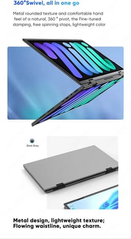 Elementkey TouchMaster Pro – 14 Inch Tablet + Laptop In 1 - Intel® Processor N95 12th Gen – 360° Touch Dual Scherm - Windows 11 PRO - 16GB DDR4 RAM – 1TB SSD – Stylus Pen – Zwart — thumbnail 5