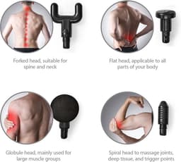 Nedis Sportmassagepistool - Batterij Gevoed - Ingebouwde Lithium-Ion - Oplaadbaar - 6 Massage Modes - 4 Verwisselbare Hulpstukken - Grijs / Zwart — thumbnail 2