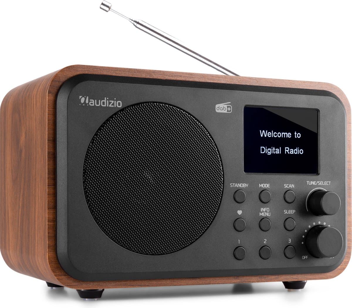 DAB radio met Bluetooth - Audizio Milan - DAB radio retro met accu en FM radio - Hout — afbeelding 1